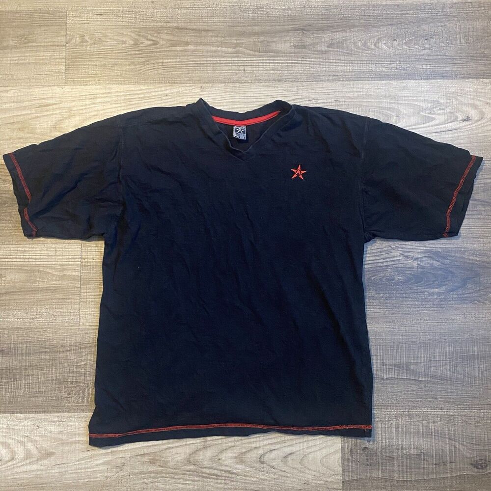 Avirex T Shirt Mens XL Black Red Logo Extra Large Red Stitching